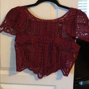 Lace see through crop top